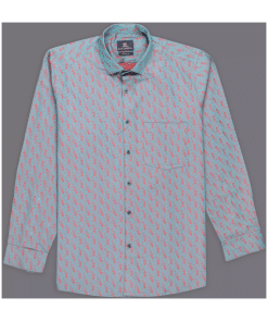 Men's Sapphire Blue Patterned Cotton Shirt