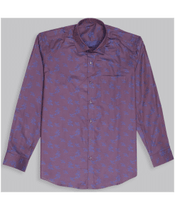 Floral Printed Cotton Shirt in Burgundy Purple