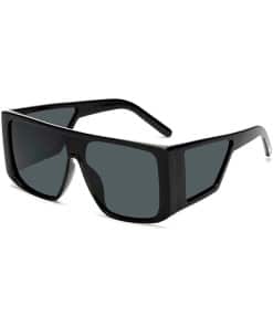 Black Frame, Black Lens Square Sunglasses for Men
