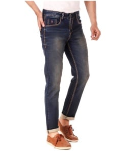 Blue Men's Mid Rise Slim Fit Denim Jeans