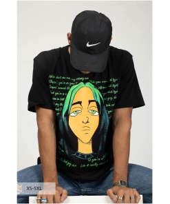 Oversized T-shirt with Billie Eilish Illustration
