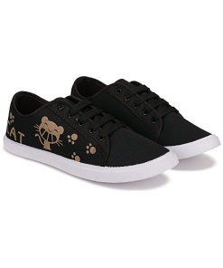 Stylish Black Lace-Up Casual Shoes for Women