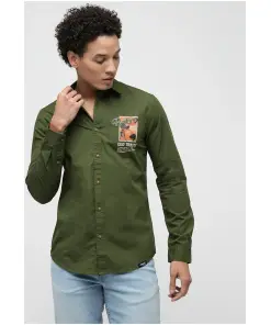 Green Printed Full Sleeves Shirt