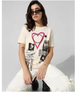 Beige Printed T-shirt