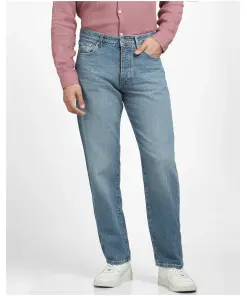 Blue Mid Rise Washed Loose Fit Jeans