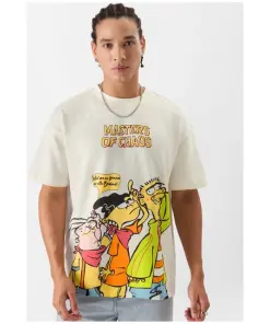 Eddy Chaotic Bros Off White Loose Fit Oversized Crew T-Shirt