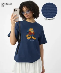 Textured Garfield Women Oversized T-Shirts