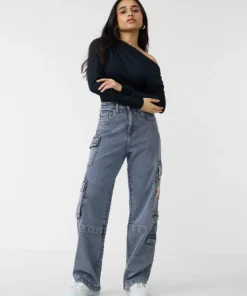 Denim Light Blue (Straight Fit) omen Cargo Jeans