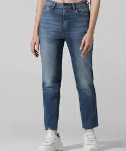 Blue High Rise Straight Fit Jeans
