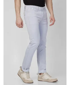 Fashion-Forward Light Grey Solid Ankle Fit Jeans