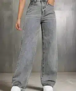Foil Grey Wide Leg High Rise Jeans