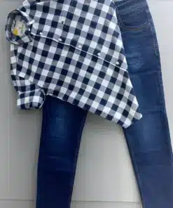 Box Checked Shirt & Denim Jeans Outfit for Men