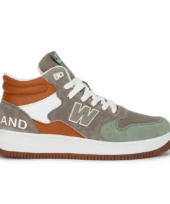 Stylish Brown and Green Mid-Top Sneakers for Men