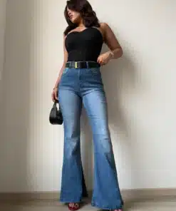 Blue Slim Fit Flared Bottom Jeans