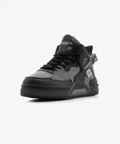 Mid-Top Black & Grey Premium Sneakers with Flat Sole