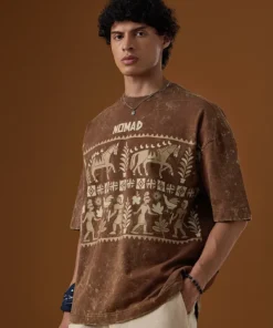 Brown Drop Shoulder Super Oversized Tee Men's