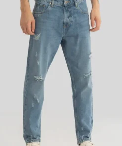 Men’s Vault Blue Ripped Baggy Denim