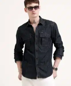 Dark Washed Storm Denim Shirt in Carbon Black