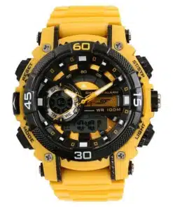 Men’s Analog-Digital Watch Black Dial with Yellow Strap