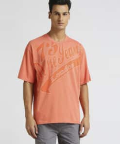 Vibrant Orange Oversized Tee for Men