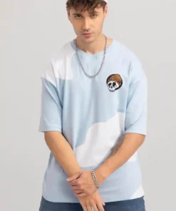 Classic Sky Blue Oversized Crew Neck Tee