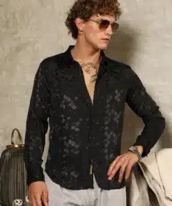 Men's Noir Embossed Texture Shirt