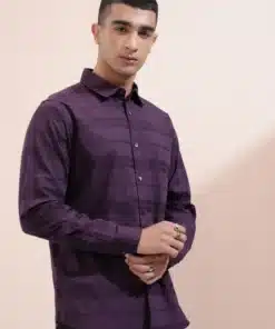 Men Purple Striped Regular Fit Casual Shirt