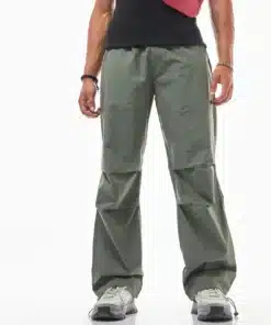 Men’s Oversized Green Parachute Cargo Pants