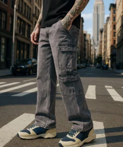 Ash Nomad Baggy Cargo Jeans Mens Streetwear Style