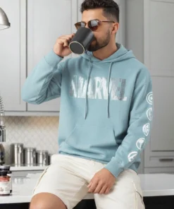 Mens Marvel Classic Typography Hoodie in Ashley Blue