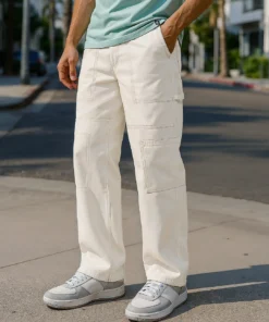 Nomad Trail Mens Beige Baggy Cargo Carpenter Pants