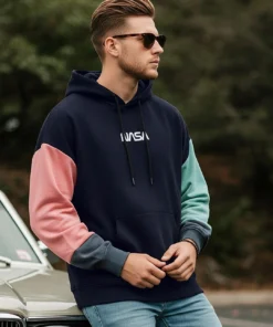 Galactic Font NASA Black Oversized Streetwear Hoodie