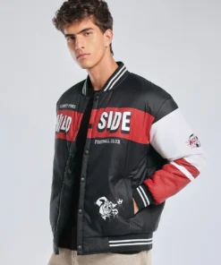 Black Tasmanian Devil Graphic Printed Oversized Bomber Jacket