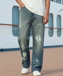 Deep Sea Horizon Mens Blue Straight Fit Cargo Jeans