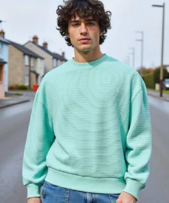 Mens Cyan Oversized Sweatshirt Designed for a Fresh and Contemporary Casual Style