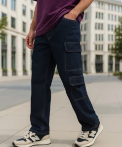 Blue Depths Mens Baggy Washed Cargo Denim