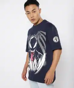 Men's Oversized Venom Graphic Navy T-Shirt
