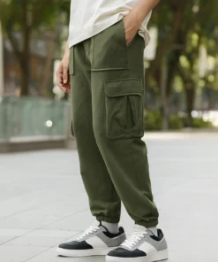 Casual Moss Green Oversized Cargo Joggers for Men